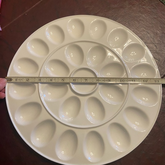 White ceramic deviled egg platter - holds 24 deviled eggs - Picture 1 of 2